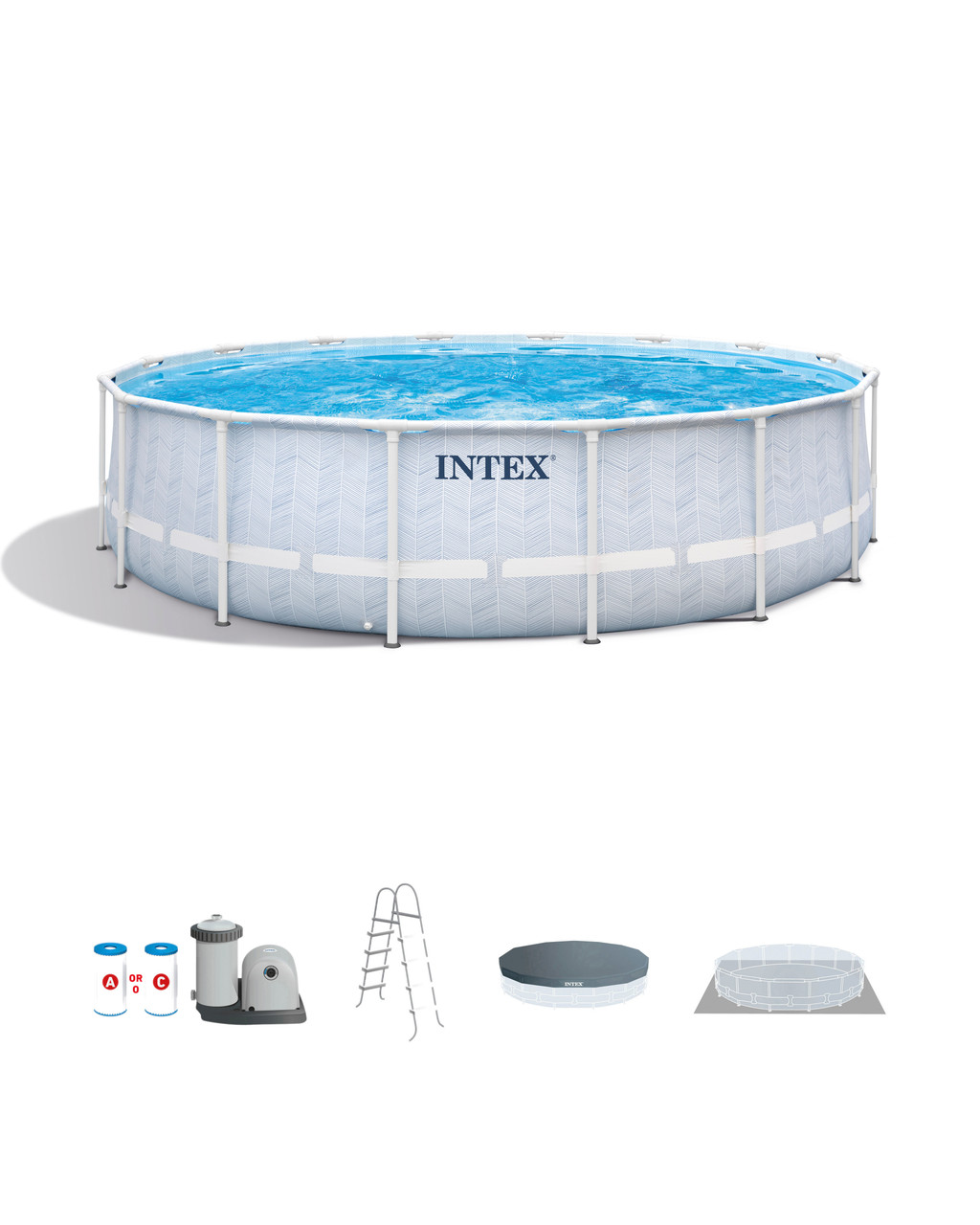 Piscina desmontable circular 19.156 L c/depuradora Chevron Prism Frame INTEX