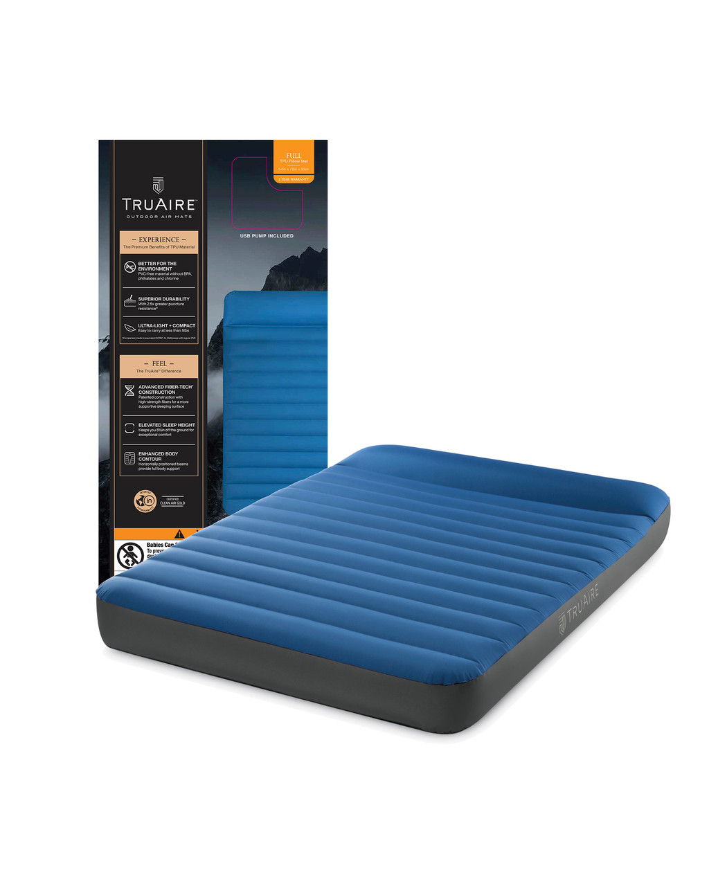 TruAire® Dura-Beam Camping Mat w/ USB Pump Full