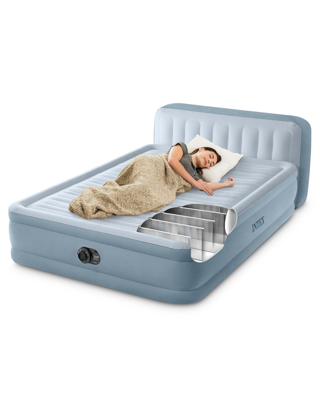 INTEX 18in Dura-Beam Ultra Queen Plush Headboard Air Mattress with