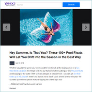 5/7/2019 - Intex Angel Wing Mat Ranks First on the Top 100 Pool Floats by Yahoo!