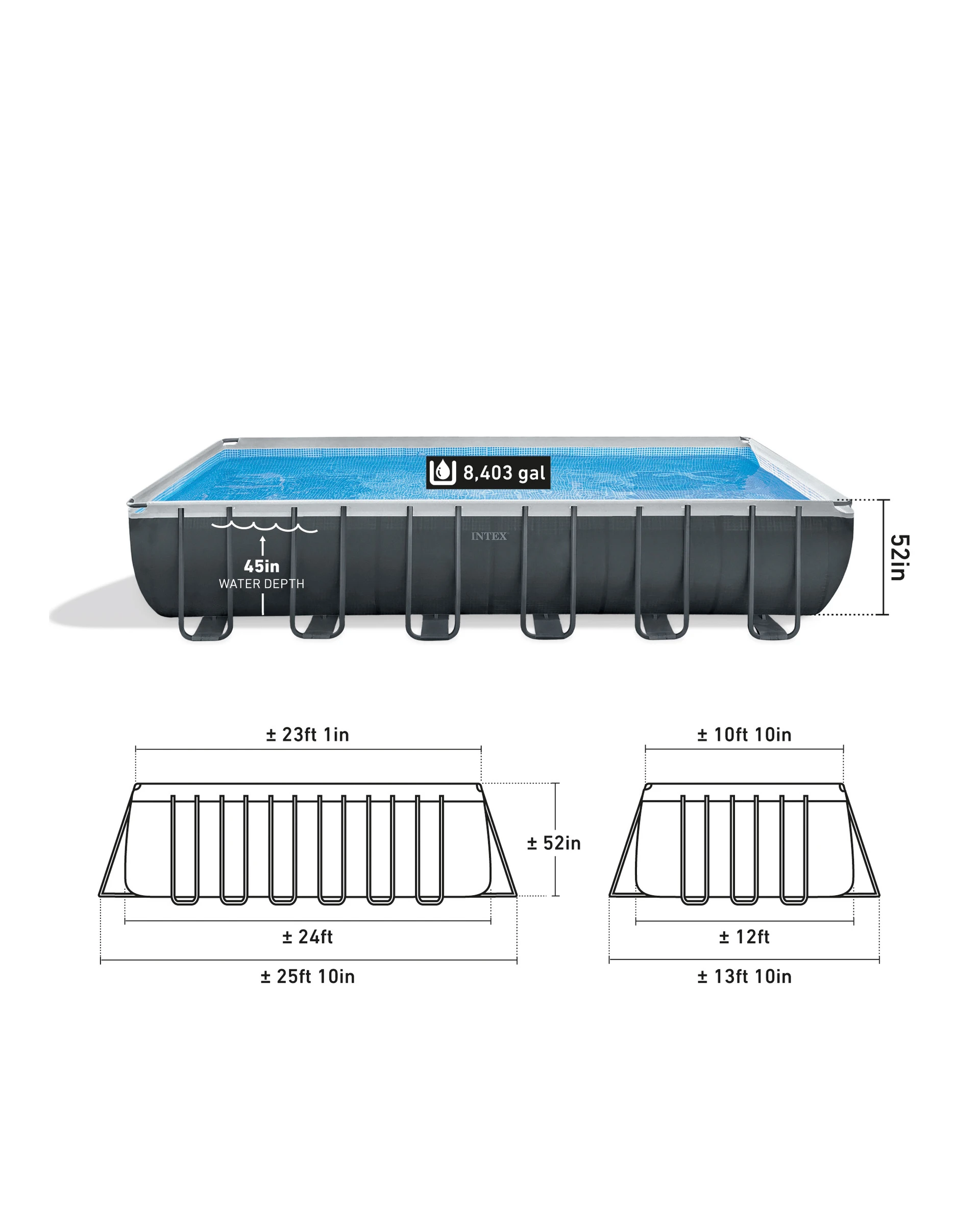 INTEX Rectangular Ultra XTR® Frame Above Ground Pool w/ Sand Filter ...