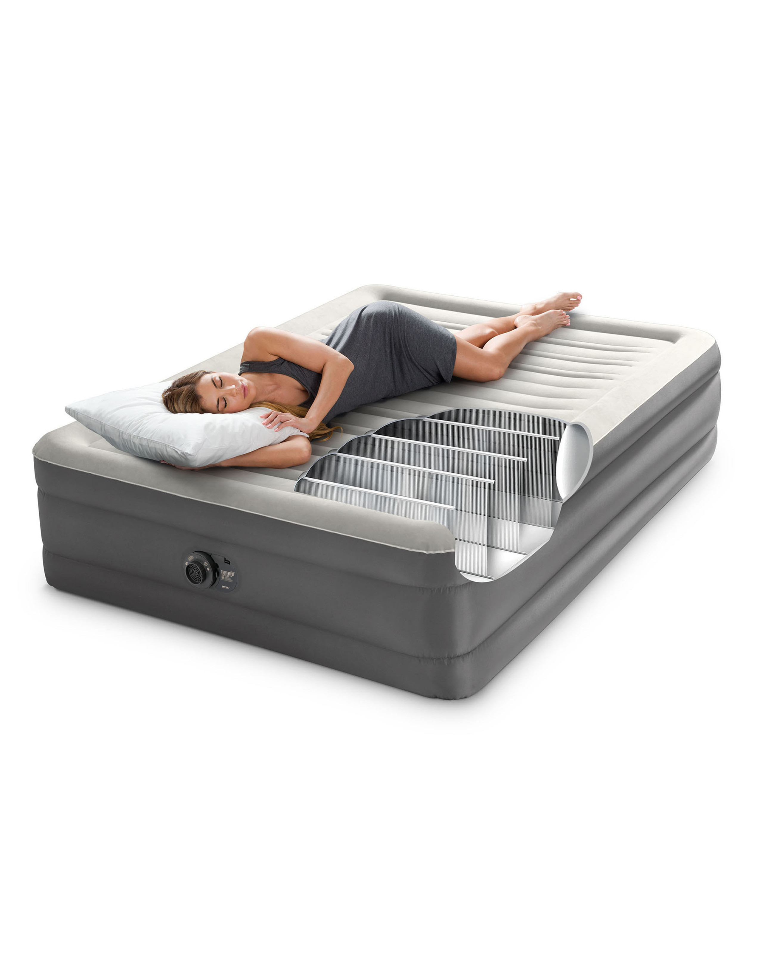 INTEX TruAire Air Mattress 18" Queen w/ BuiltIn Electric Pump