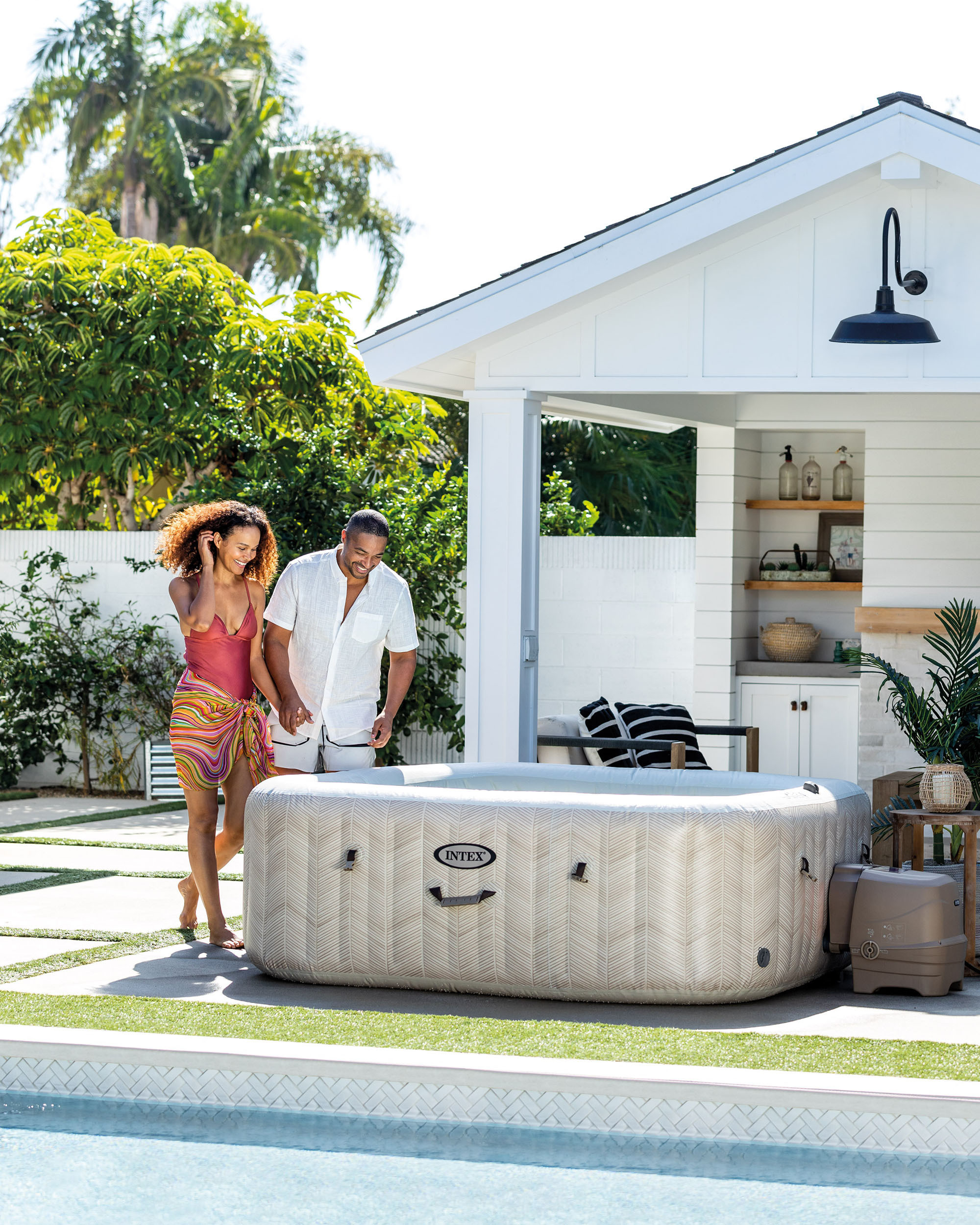 INTEX PureSpa™ Chevron Deluxe Inflatable Hot Tub Set 6 Person