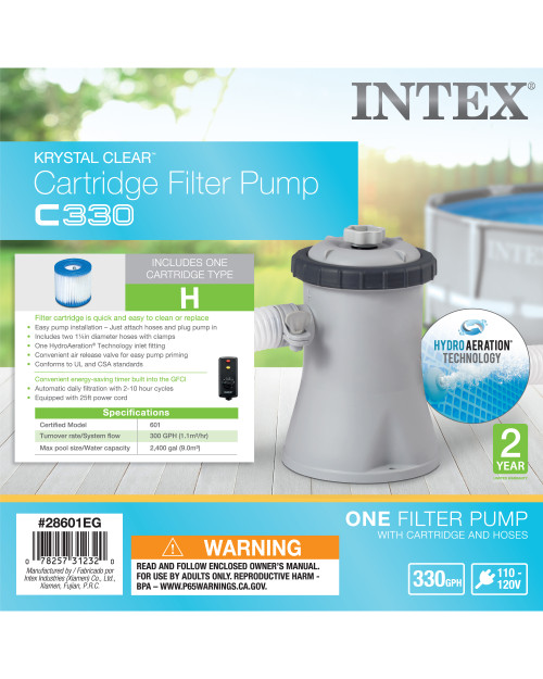 INTEX Krystal Clear™ Cartridge Filter Pump 330 GPH