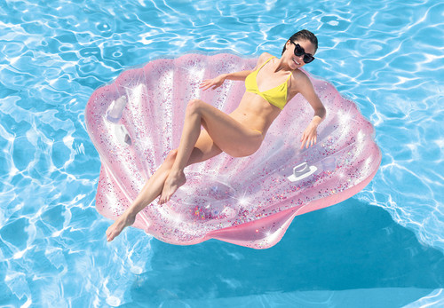 Shimmering Seashell Inflatable Pool Island Float