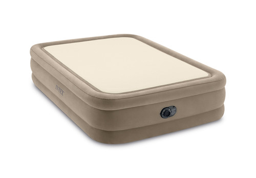 20in Queen Dura-Beam® Deluxe Fiber-Tech Thermalux Air Mattress with Built-In Electric Pump - Tan