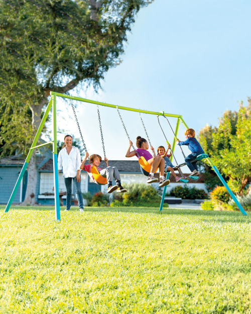 Swing & Glide Two Feature Gray Swing Set w/ FREE Trapeze Bar