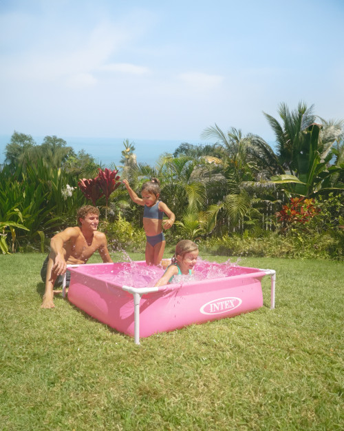 Intex 86 x 23 Outdoor Rectangular Frame Above Ground Swimming Pool, Pink  