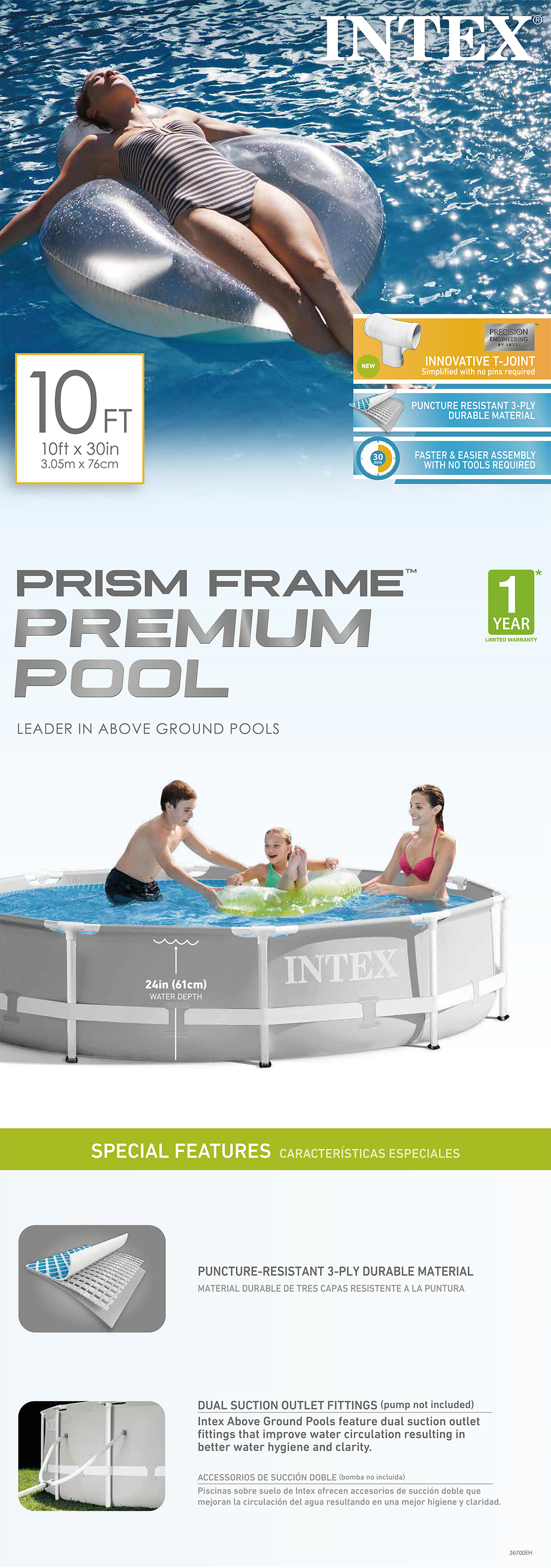10ft X 30in Prism Frame Pool