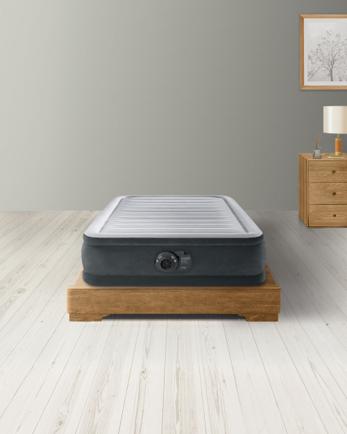 INTEX マットレス DURA BEAM DELUXE Intex Queen Size Ultra Plush Airbed with Built-In Pump, Dura