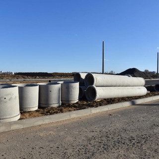 Piles of culvert structures prior to installation.