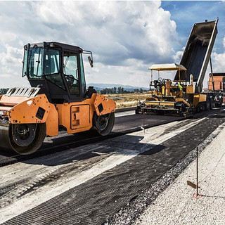 Civil roadworks laying new bitumen
