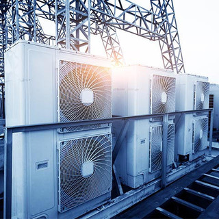 Air conditioner units (HVAC) on a roof of industrial building