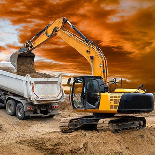 Excavator at work on construction site