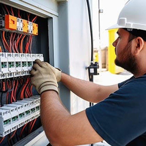 Electrician conducting electrical work