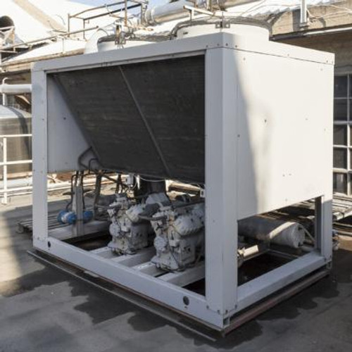 Refrigeration cooling unit on the roof.