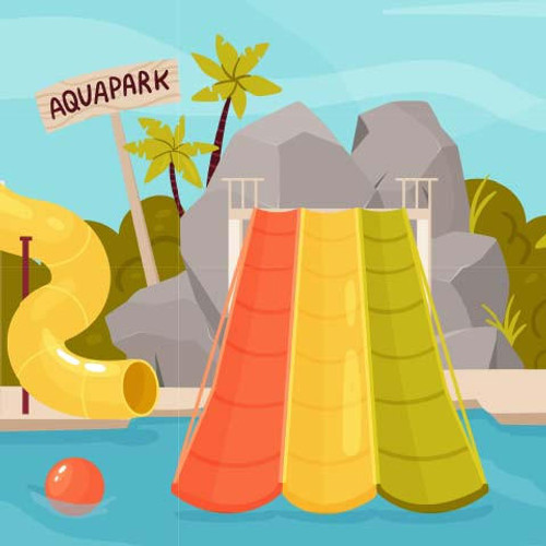 Water amusement park with slide