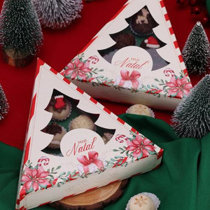 Jango Embalagens 10 Pack Christmas Tree Box for truffles  with window Lid BOM VELHINHO (Code 4378)  Jango Embalagens 10 Pack Christmas Tree Box for truffles  with window Lid BOM VELHINHO (Code 4378)
