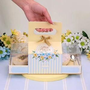 Jango Embalagens Easter Egg Box  | 3X100g | With Acetate Lid and Handle  ( AMANHECER- Code 5511) 