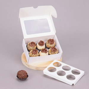 Jango Embalagens 10 Pack - Box for 6 or 4 truffles  with window WHITE   Code 3824 / 3823 