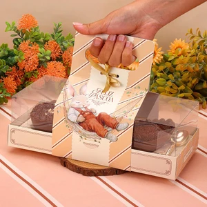 Jango Embalagens Easter Egg Box  | 3X100g | With Acetate Lid and Handle  ( ACOLHER Code 5510) 