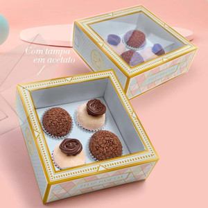 Jango Embalagens 10 Pack  4 Brigadeiros Box - Truffle -Bonbon Box (2 Options)  Jango Embalagens 10 Pack  4 Brigadeiros Box - Truffle -Bonbon Box (2 Options)
