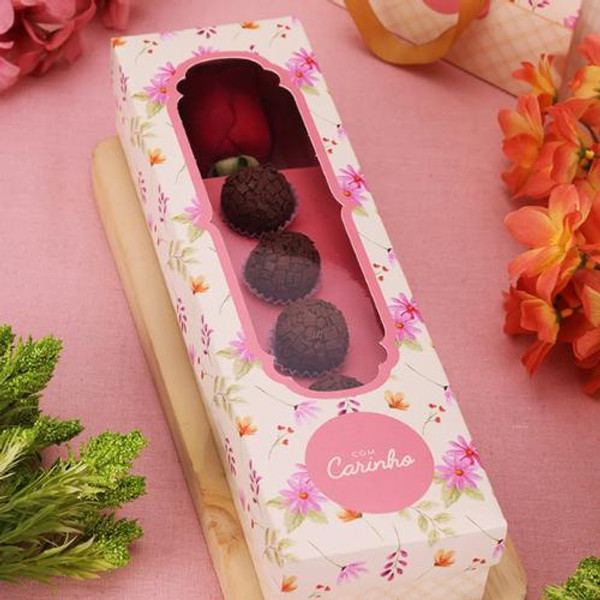 Jango Embalagens 10 Pack - Flower and  Truffle Bonbon box  with Window -CHARMOSA (Code 4159) 