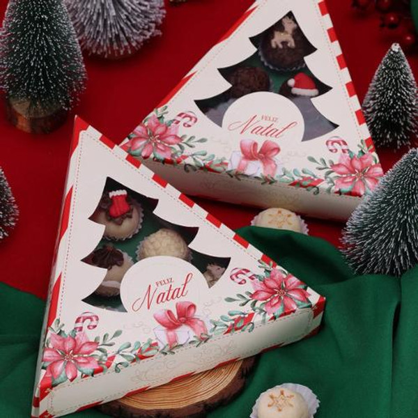 Jango Embalagens 10 Pack Christmas Tree Box for truffles  with window Lid BOM VELHINHO (Code 4378) 