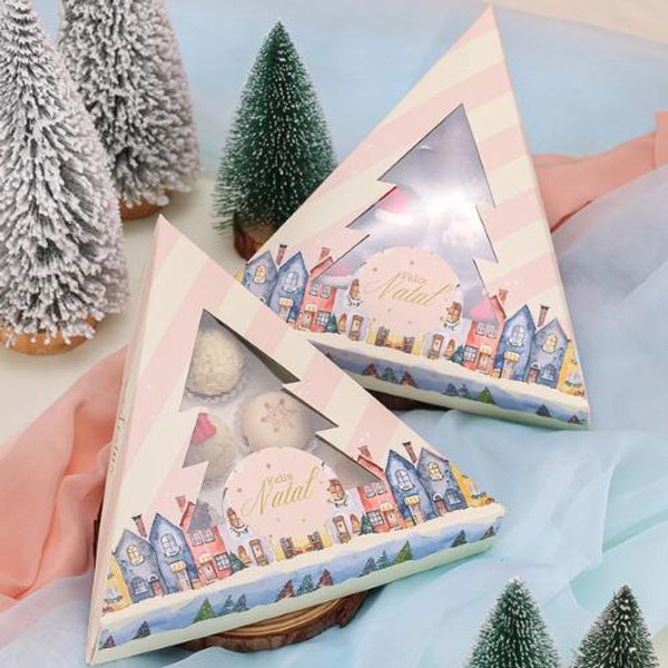 Jango Embalagens 10 Pack Christmas Tree Box for truffles  with window Lid NEVE (Code 4377) 