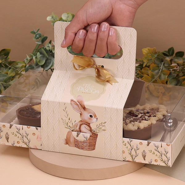 Jango Embalagens Easter Egg Box  | 3X100g | With Acetate Lid and Handle Optional ( LEVEZA- Code 4587) 