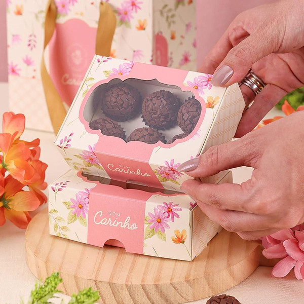 Jango Embalagens 10 Pack - Box for 6 truffles  with window CHARMOSA (Code 4063) 