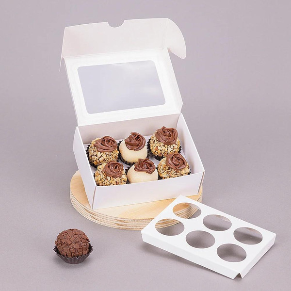 Jango Embalagens 10 Pack - Box for 6 or 4 truffles  with window WHITE   Code 3824 / 3823 