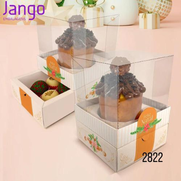 Jango Embalagens 10 Pack - Panettone  Box with Drawer  with 4 Brigadeiros Cavities   (codes 2822 |2193) 