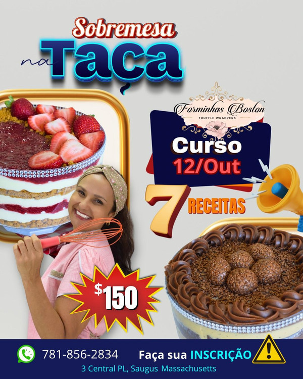 Curso de sobremesas na taca dia 12 de Outubro