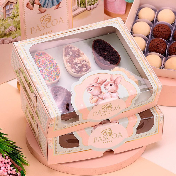Jango Embalagens 10 Pack  Easter Egg Box  |6x50g With Acetate Lid(CARINHOSA-Code 4650) 