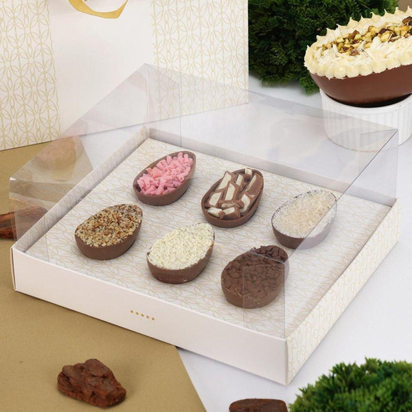 Jango Embalagens 10 Pack  Easter Egg Box  |6x50g  or  3X100g | With Acetate Lid (PURISSIMA-Code 3936) 