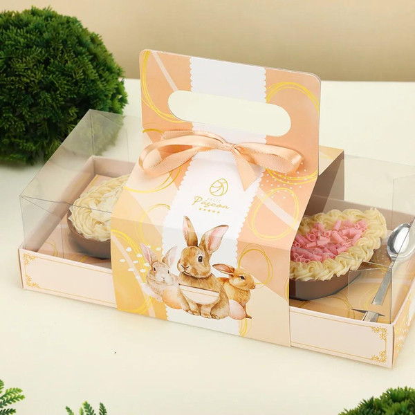 Jango Embalagens 10 Pack  Easter Egg Box  | 3X100g | With Acetate Lid and Handle Optional (BELISSIMA- Code 3776) 