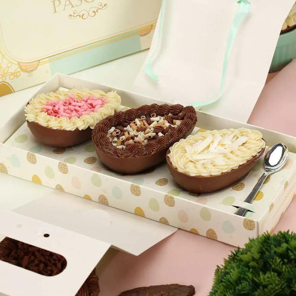 Jango Embalagens 10 Pack  Easter Egg Box  | 3X100g | With Acetate Lid and Handle (ACONCHEGO-code 3773) 