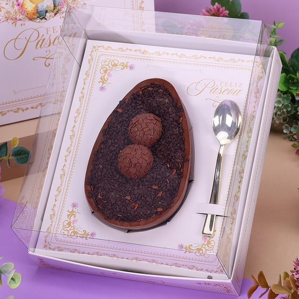 Jango Embalagens 10 pack Spoonable Easter Box for 250/350/500 gr | With Acetate Lid (REQUINTE-Code  4547 ) 