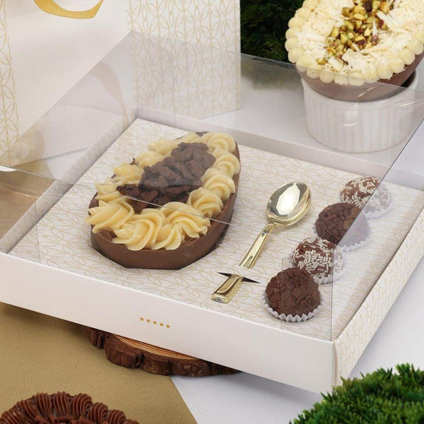 Jango Embalagens 10 Pack  Easter Egg & Brigadeiros (150g/250g) Box  | With Acetate Lid (PURISSIMA- Code 3941) 