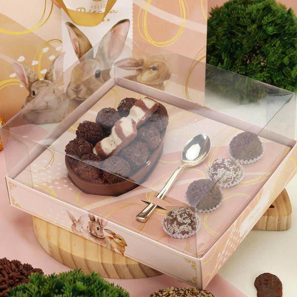 Jango Embalagens 10 Pack  Easter Egg & Brigadeiros (150g/250g) Box  | With Acetate Lid (BELISSIMA Code 3940) 