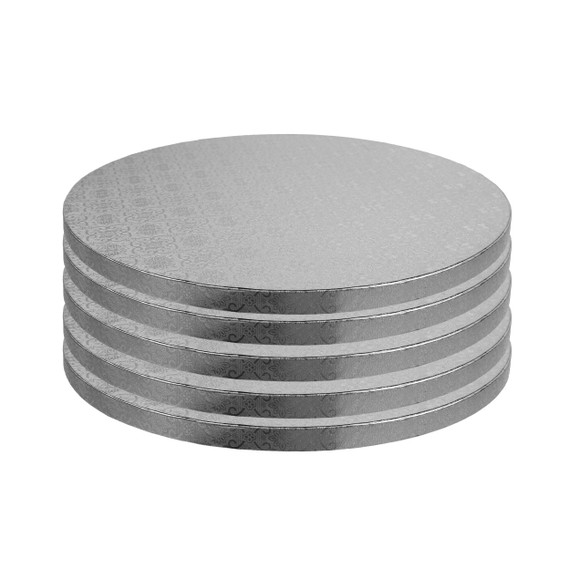 O'Crème Round Silver Cake Board 1/2" Thick, 14" Dia. pk of 5 O'Crème Round Silver Cake Board 1/2" Thick, 14" Dia. pk of 5