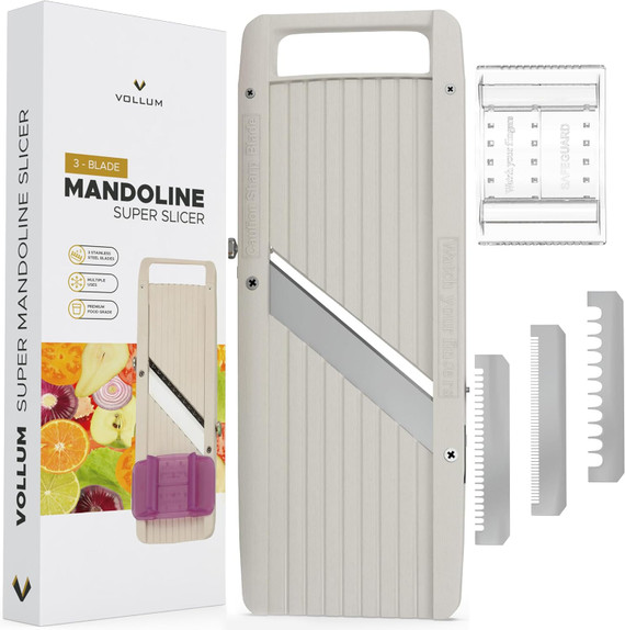 Vollum Wide Mandoline Slicer Professional Japanese Mandoline Slicer with Interchangeable Stainless Steel Blades