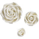 O'Crème Rebecca Rose, White, Gumpaste Flowers, 2 ea. 1.25", 2" 3"-Set of 6