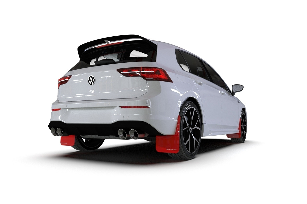 Rally Armor UR Black w/ White logo Mud Flaps for MK8 GTI & Golf R