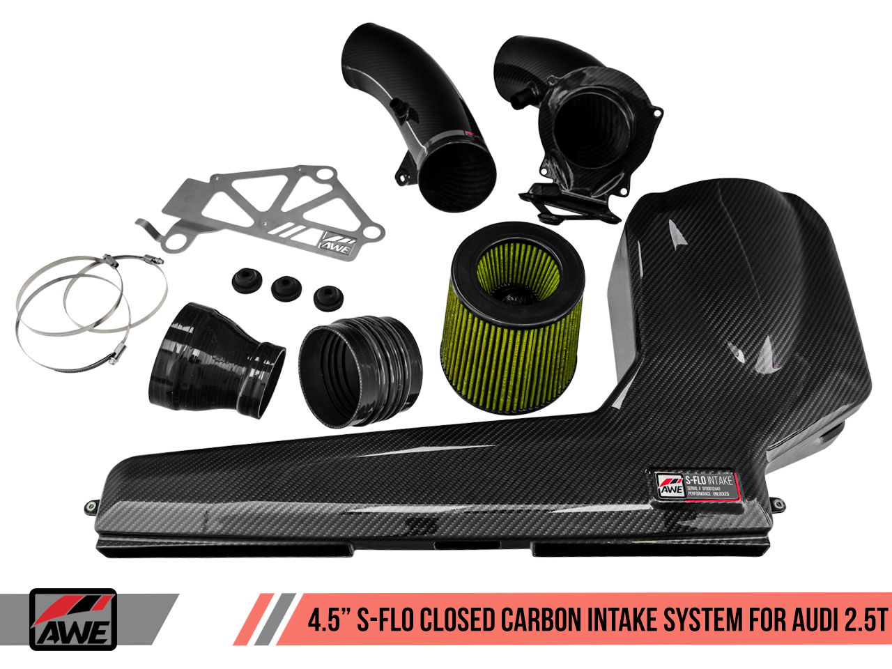 AWE 4.5" S-FLO Closed Carbon Intake System for 8V/8Y RS3 & 8S TTRS