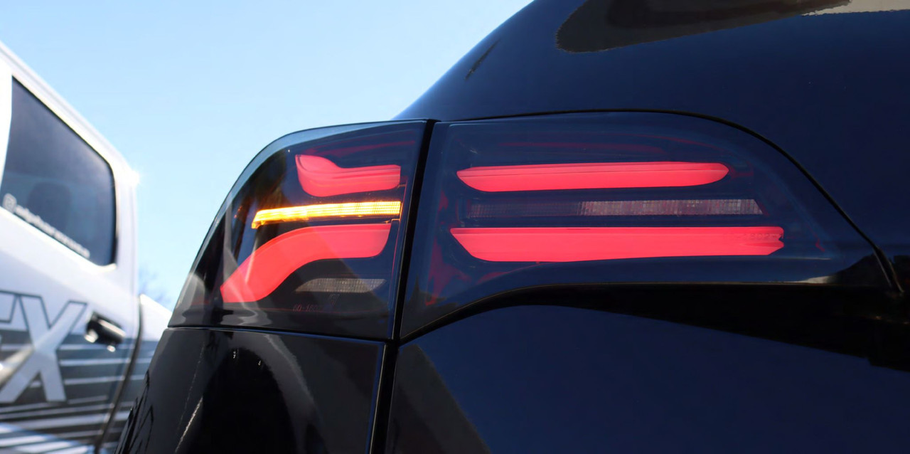 AlphaRex Pro Series LED Tail Lights for Tesla Model Y (w/ Stock Amber signals) - Red Smoke