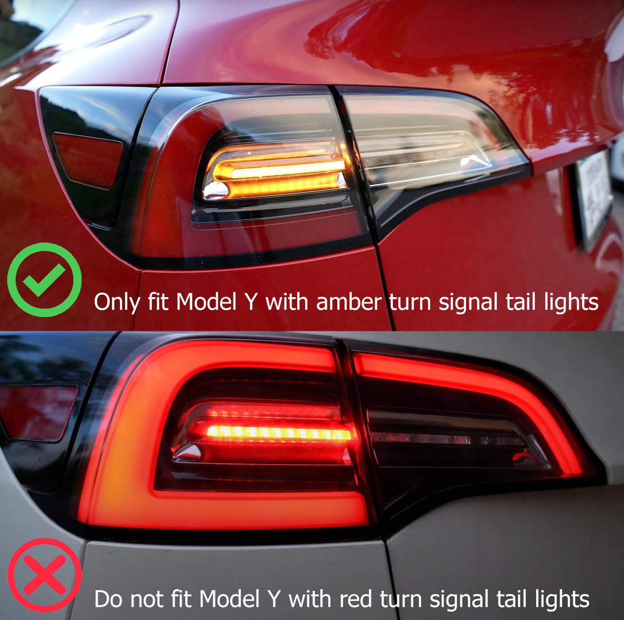 AlphaRex Pro Series LED Tail Lights for Tesla Model Y (w/ Stock Amber signals) - Red Smoke