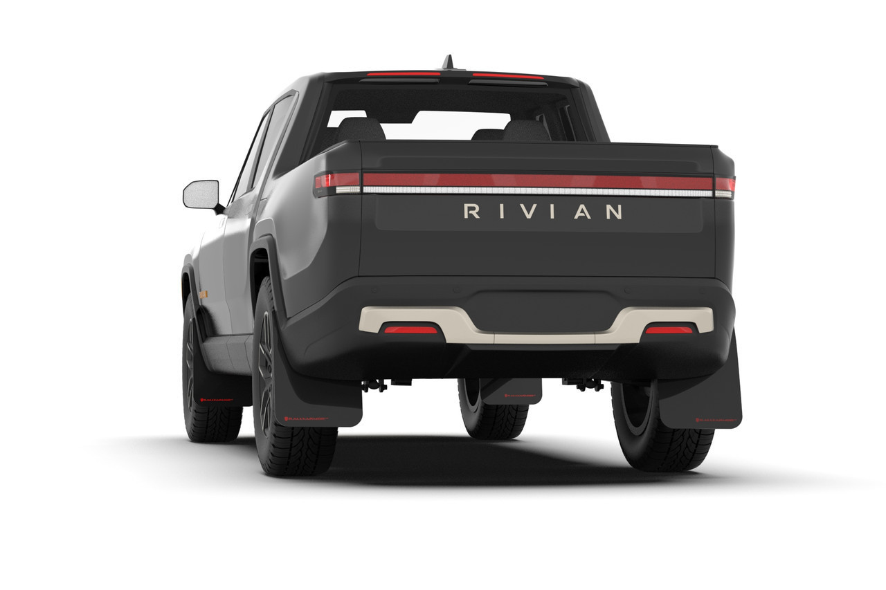 Rally Armor UR Black w/ Metallic Black logo Mud Flaps for Rivian R1T