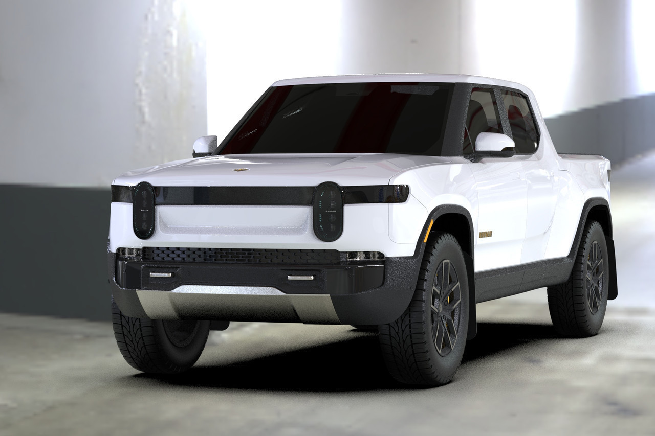 Rally Armor UR Black w/ White logo Mud Flaps for Rivian R1T